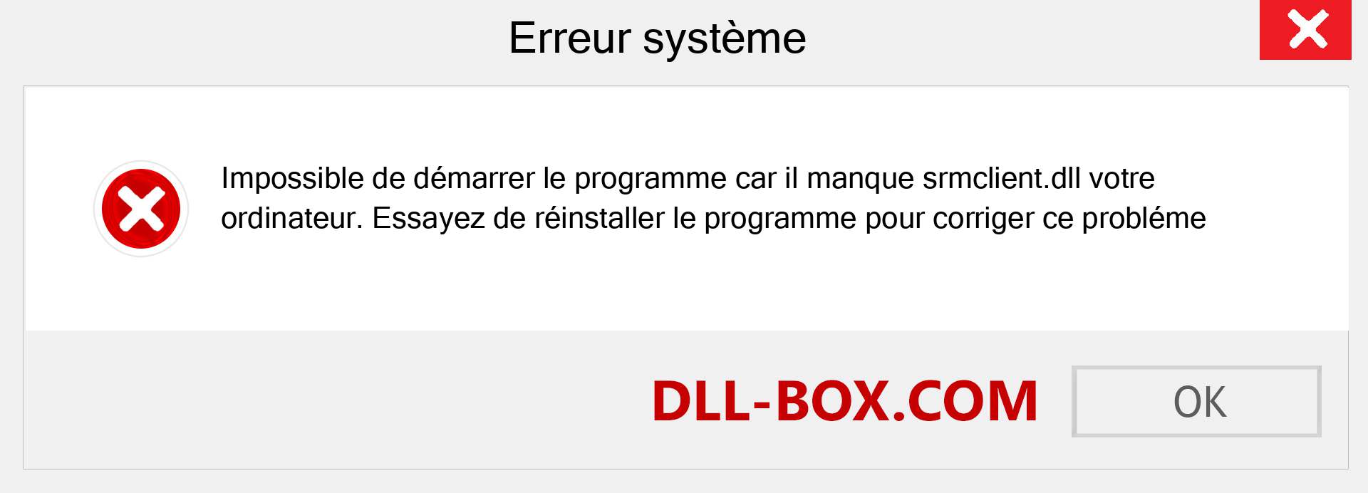 Le fichier srmclient.dll est manquant ?. Télécharger pour Windows 7, 8, 10 - Correction de l'erreur manquante srmclient dll sur Windows, photos, images