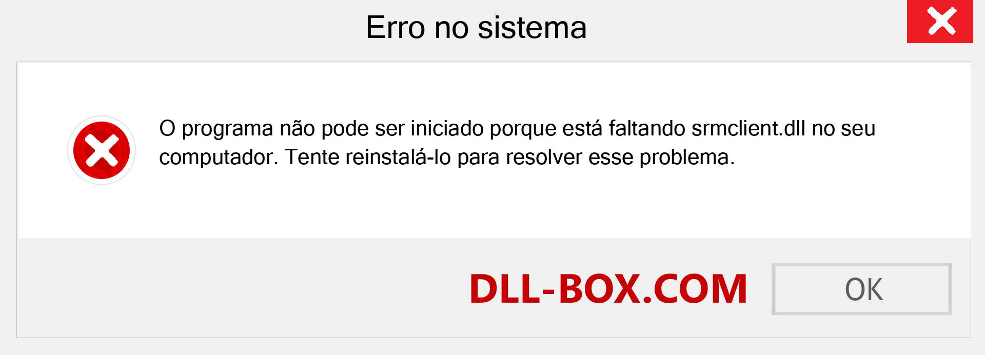 Arquivo srmclient.dll ausente ?. Download para Windows 7, 8, 10 - Correção de erro ausente srmclient dll no Windows, fotos, imagens